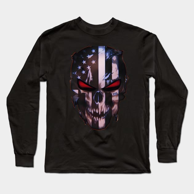 Patriot Punisher Skull by TR1 Long Sleeve T-Shirt by Franky Layne Productions